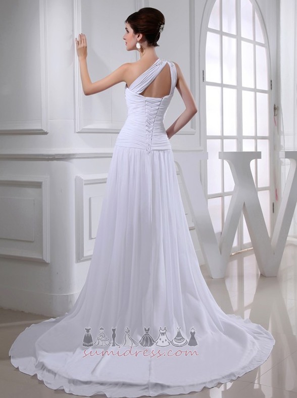 безрукавний одне плече потовщення літо природні Талія шифон Весільна сукня