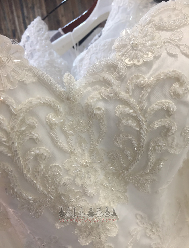 блискавка вгору довгі рукави природні Талія тюль Церква лінія Весільна сукня