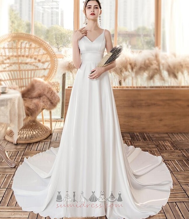 блискавка вгору Довго простий природні Талія на відкритому повітрі літо Весільна сукня