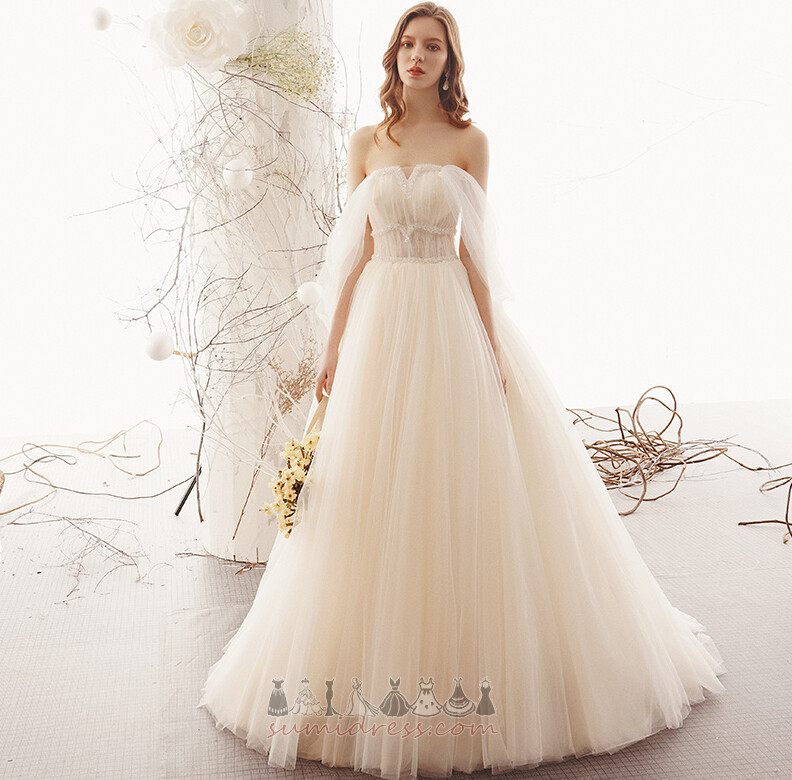 блискавка вгору Елегантний природні Талія потовщення безрукавний Весільна сукня