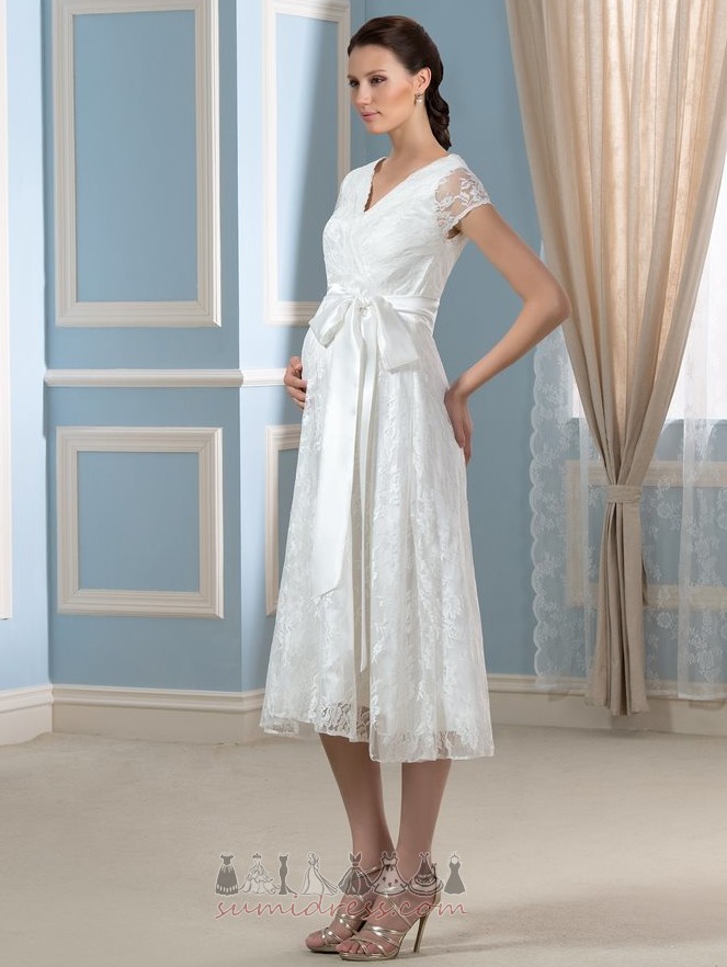 блискавка вгору короткі рукави на відкритому повітрі імперії талії літо Весільна сукня
