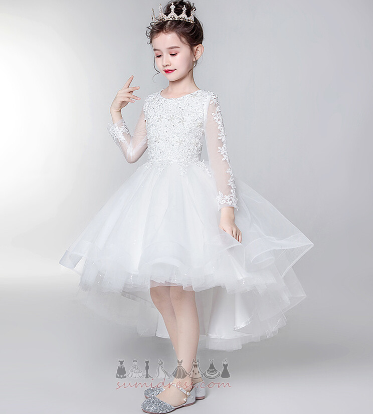 блискавка вгору природні Талія асиметричний довгі рукави потовщення Маленька дівчинка плаття