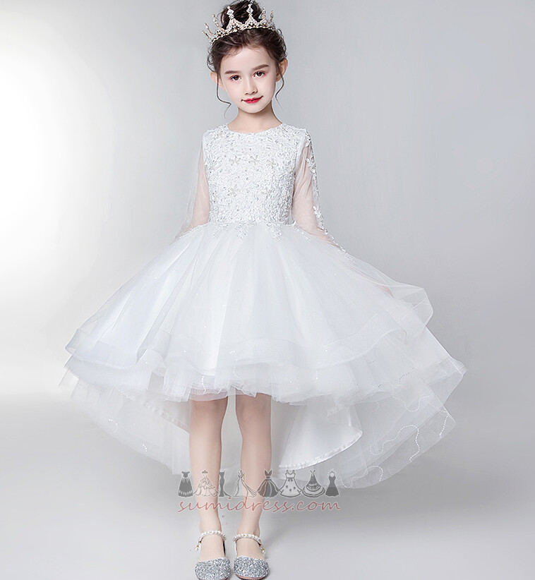блискавка вгору природні Талія асиметричний довгі рукави потовщення Маленька дівчинка плаття