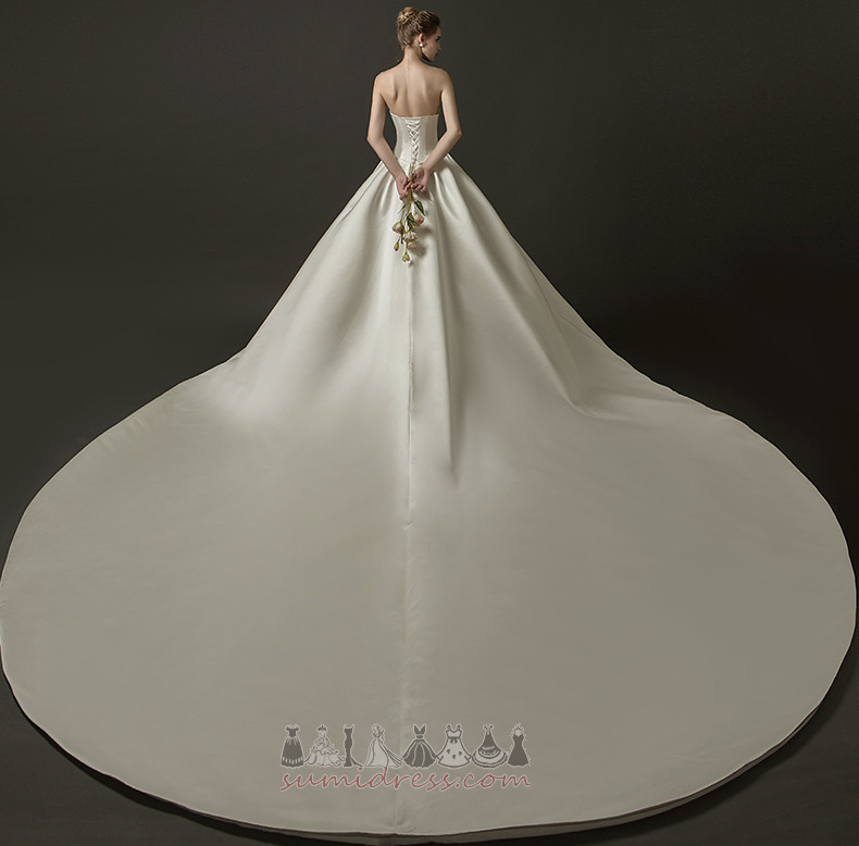 Bol dökümlü Bir çizgi Uzun Askısız Hall Sırtı açık Düğün Elbise