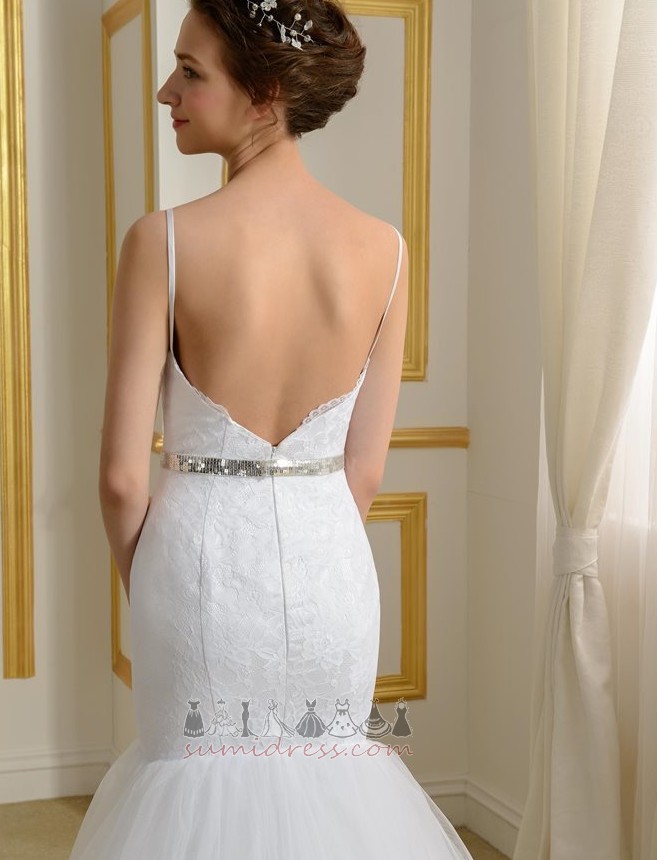 Boncuk Açık V yaka Boncuklu kemer modern Deniz kızı Düğün Elbise
