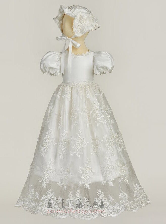 Boncuk Kabarık kollu Bir çizgi Kısa kollu Dantel Mücevher Bebek elbise