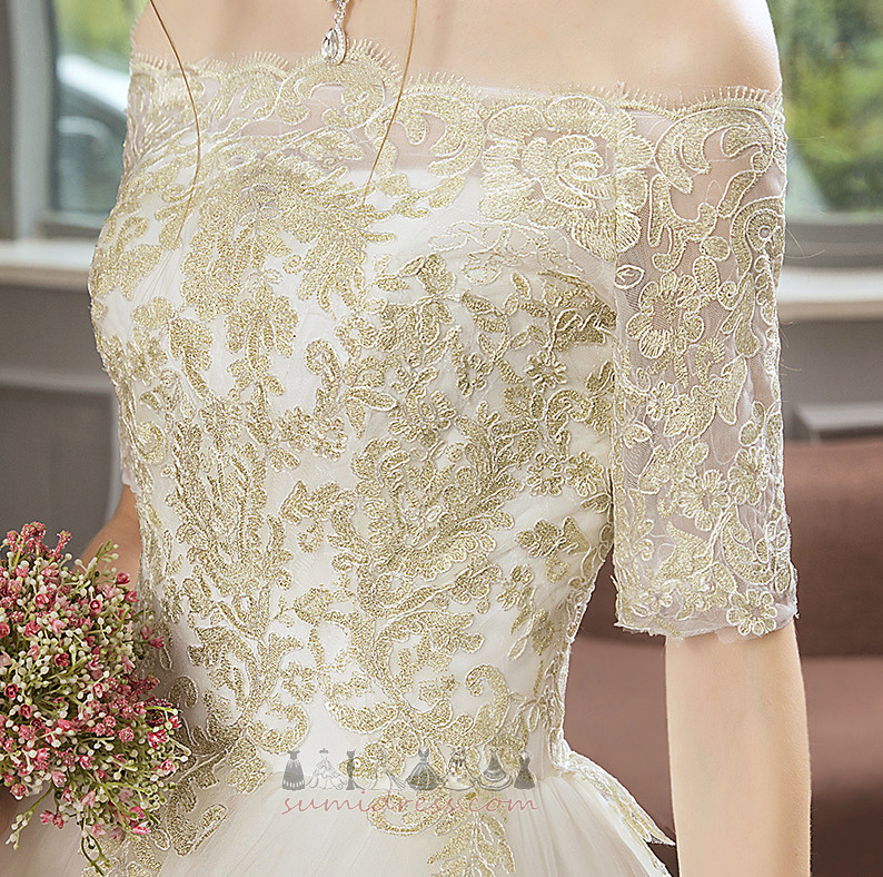 Босоніжки царський поїзд З плеча короткі рукави Довго природні Талія Весільна сукня