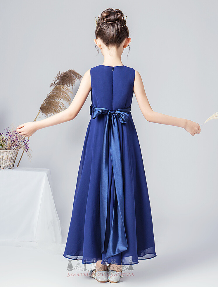 Bow Floor Length Medium Natural Waist Elegant Chiffon Flower Girl Dress