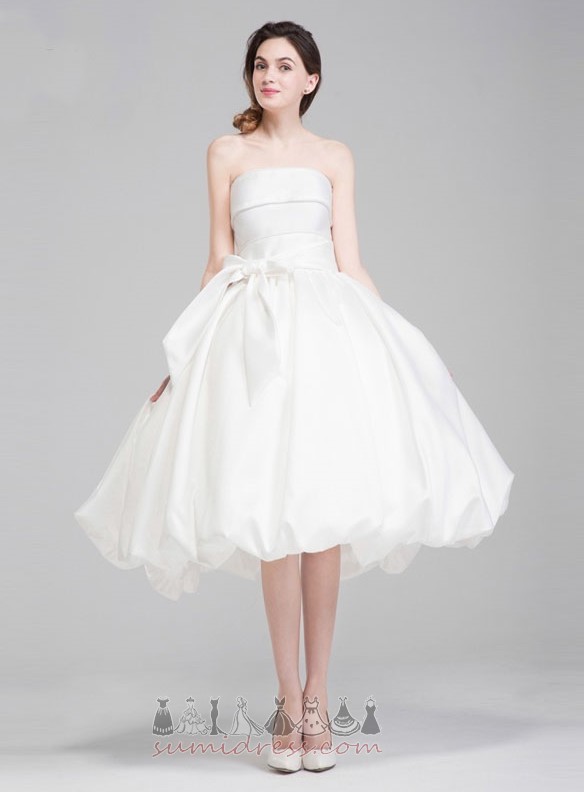 Bow Natural Waist Knee Length Accented Bow A Line Beach Wedding Dress