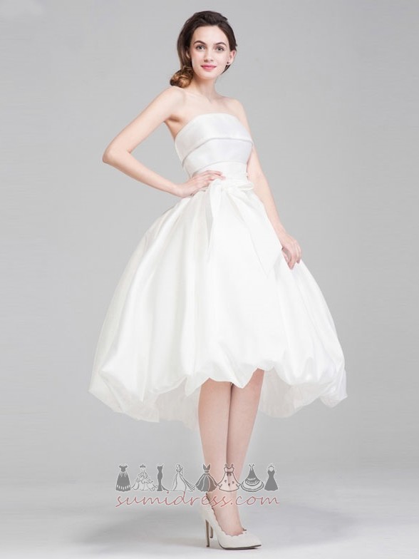 Bow Natural Waist Knee Length Accented Bow A Line Beach Wedding Dress