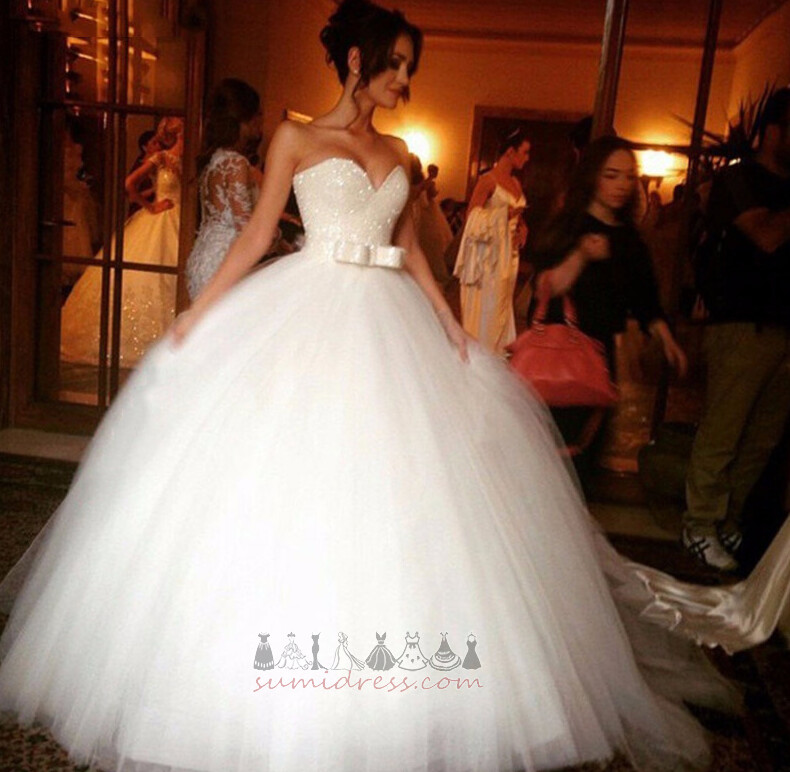 Bow Tulle Sweetheart Formal Long A-Line Wedding Dress