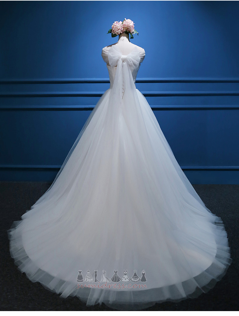 Bowknot V-Neck Medium Short Sleeves A-Line Beach Wedding Dress