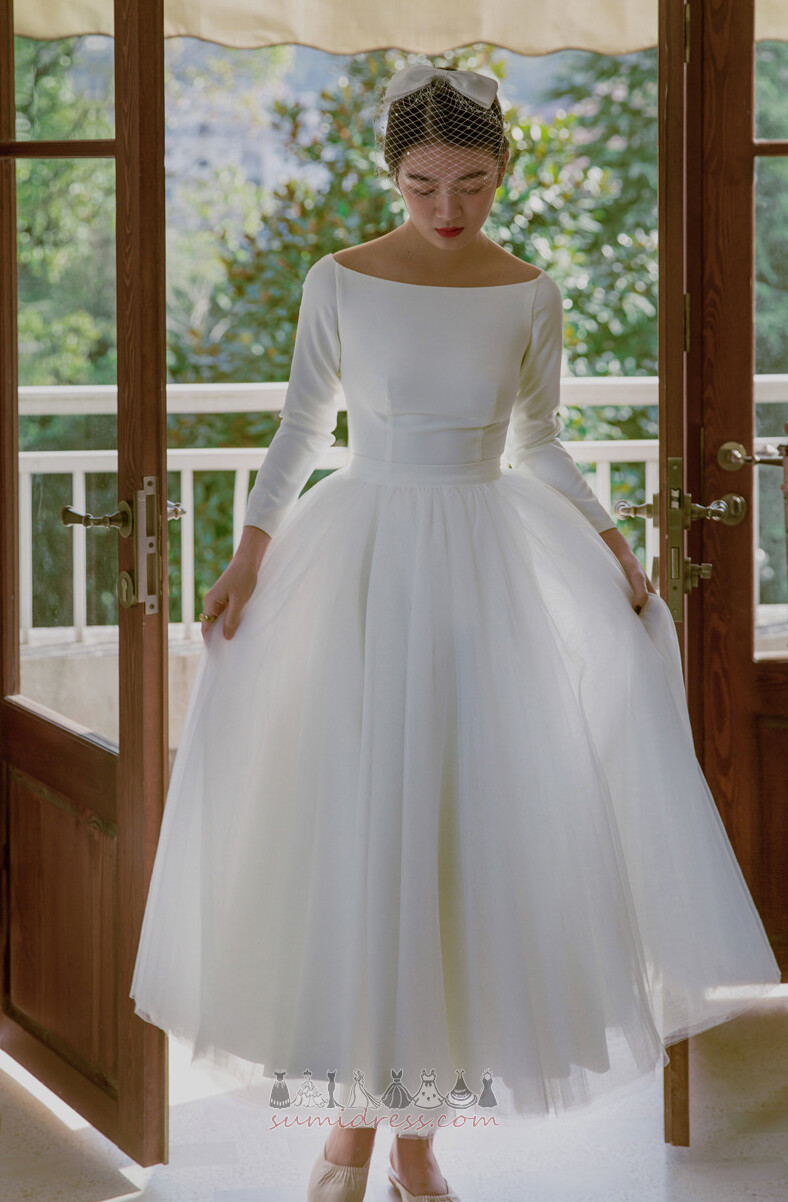 Čaj délka Zahrada čalouněné Off-The-rameno Střední pasu Jednoduchý Svatební šaty