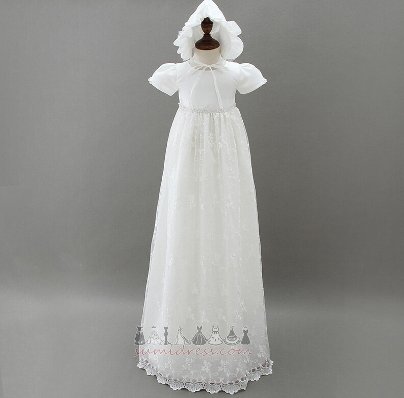 Cap/Hat A-Line Jewel Bow Lace Formal Christening Dress