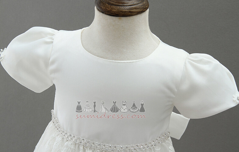 Cap/Hat A-Line Jewel Bow Lace Formal Christening Dress