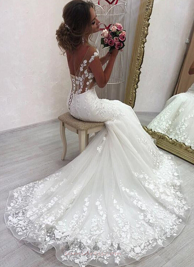 Capped muffar Se igenom Bara axlar Elegant Tyll Sopa Tåg Bröllopsklänning