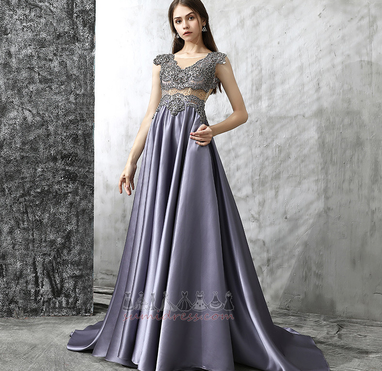 Capped Sleeves Spring Jewel Bodice Short Sleeves Natural Waist Prom gown