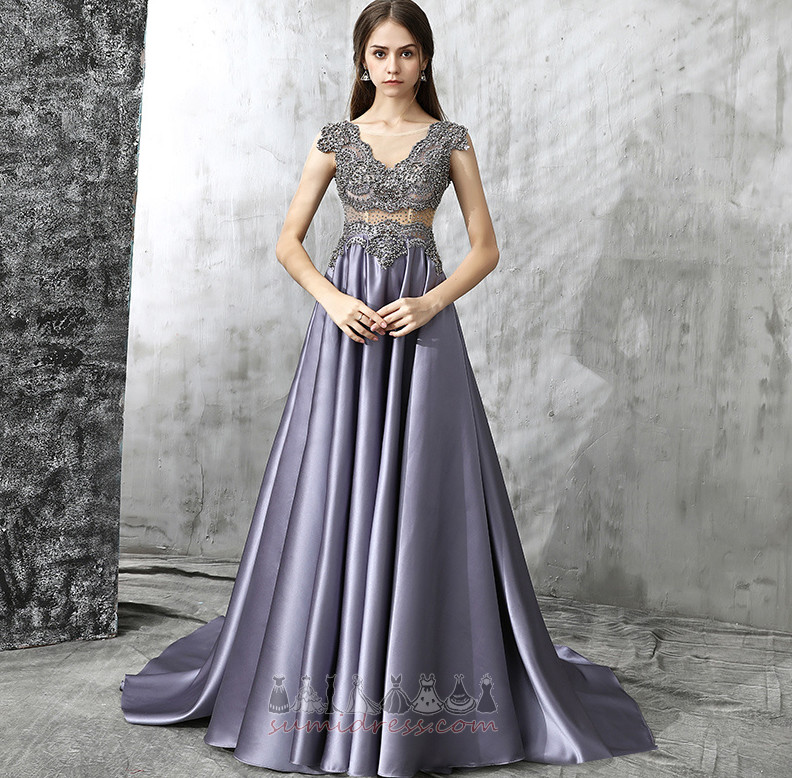 Capped Sleeves Spring Jewel Bodice Short Sleeves Natural Waist Prom gown