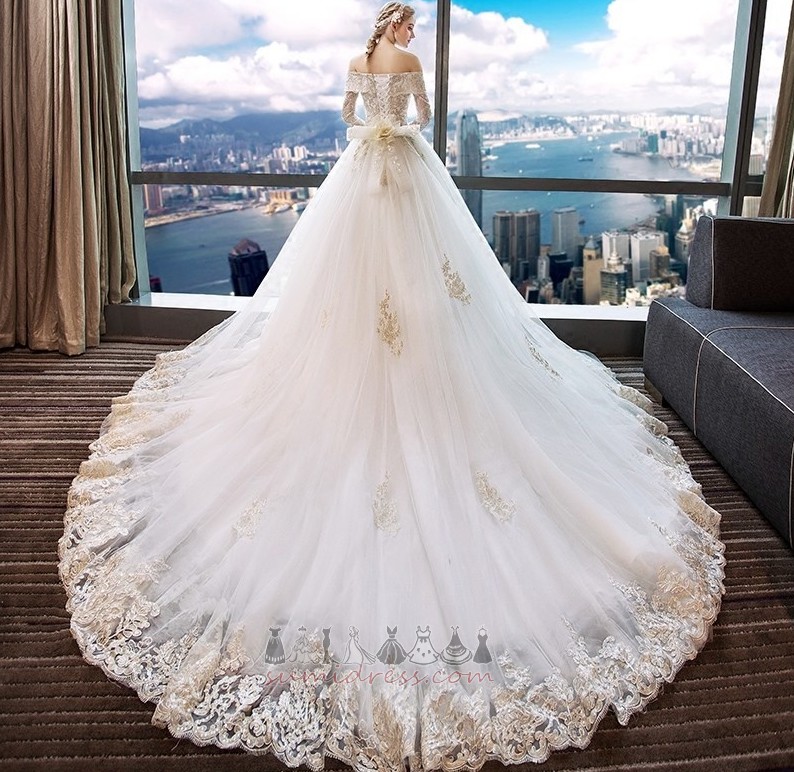 царський поїзд лінія Босоніжки ілюзія рукава формальний зима Весільна сукня