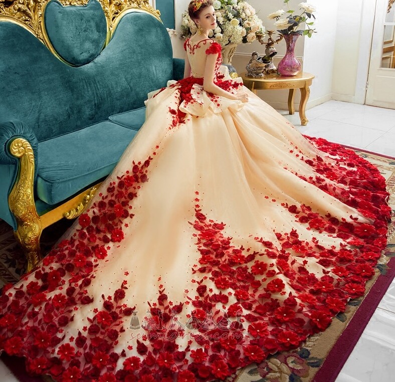 Царския влак Църква Формално цип нагоре Къси ръкави Таван ръкави сватбена рокля