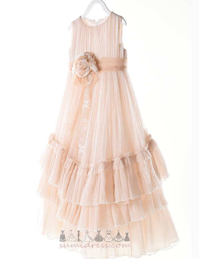 Cascading Spring A-Line Vintage Chiffon Natural Waist Flower Girl gown