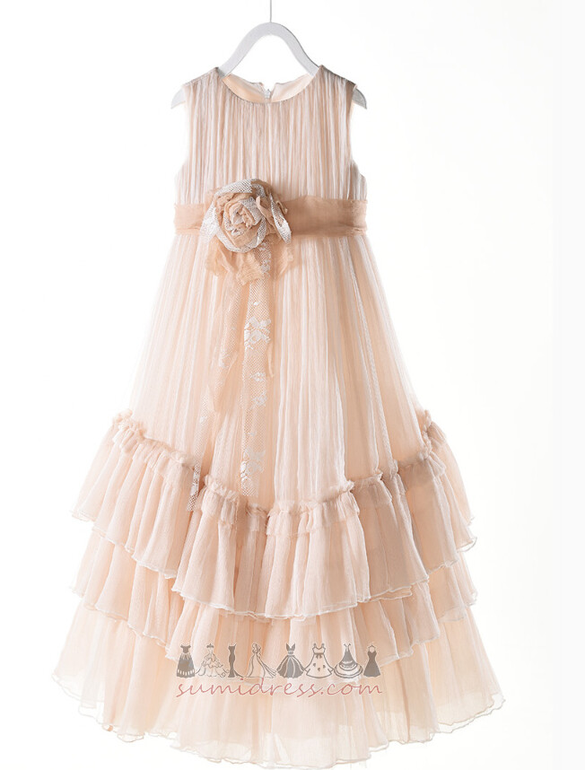 Cascading Spring A-Line Vintage Chiffon Natural Waist Flower Girl gown