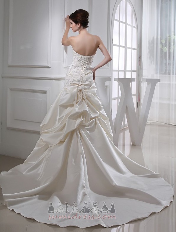 Cathedral Train Natural Waist With Jacket Embroidery Long Satin Wedding Dress