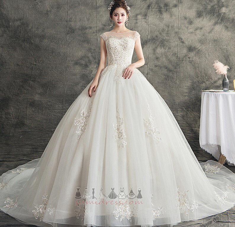 Cathedral Train Sleeveless Lace-up Hall Long A-Line Wedding Dress