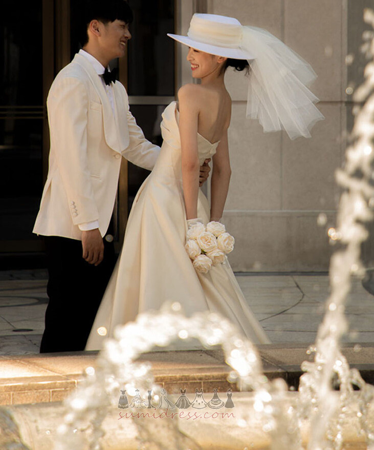 Çay uzunluğu Doğal belden Açık Kolsuz Askısız Basit Düğün Elbise