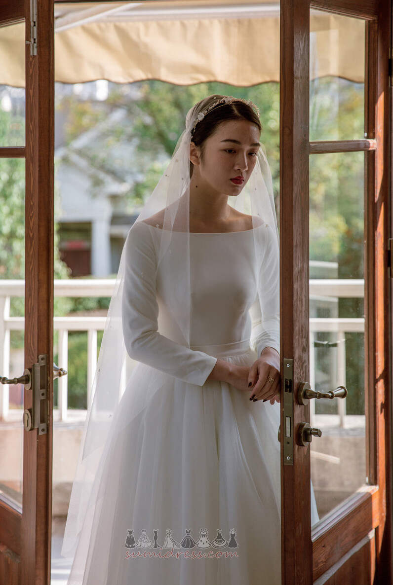 чай Довжина природні Талія на відкритому повітрі драпіровані простий Весільна сукня