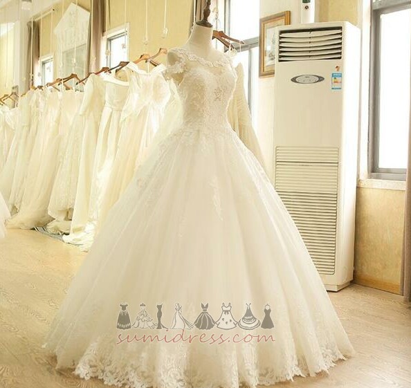 Chapel Train Scoop Natural Waist Church Floor Length Applique Wedding Dress