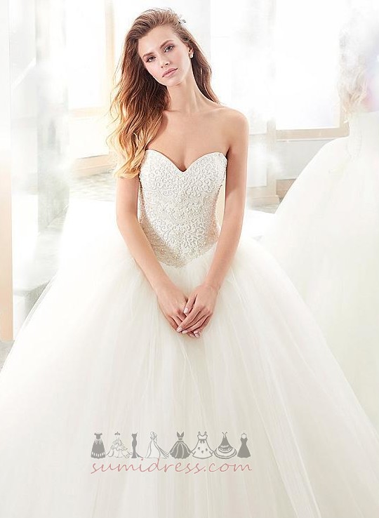 Chic Inverted Triangle Lace-up Sweep Train Sleeveless A-Line Wedding Dress