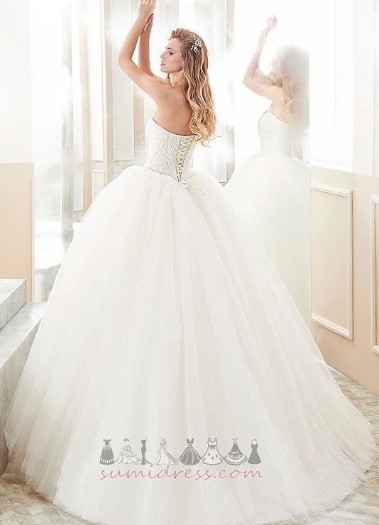 Chic Inverted Triangle Lace-up Sweep Train Sleeveless A-Line Wedding Dress