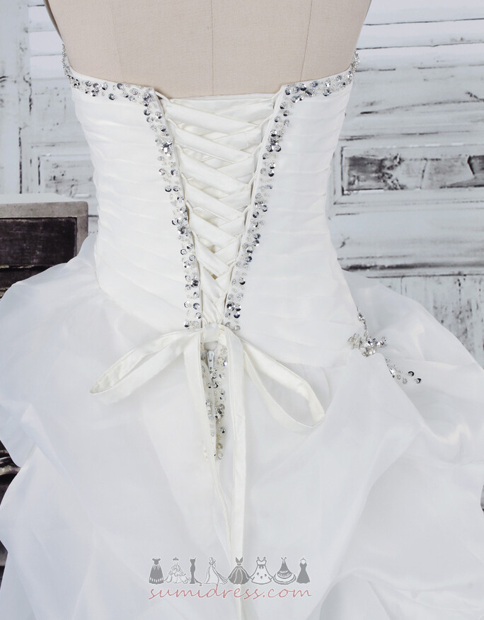 Chic Medium High Low Lace-up Asymmetrical Natural Waist Wedding Dress