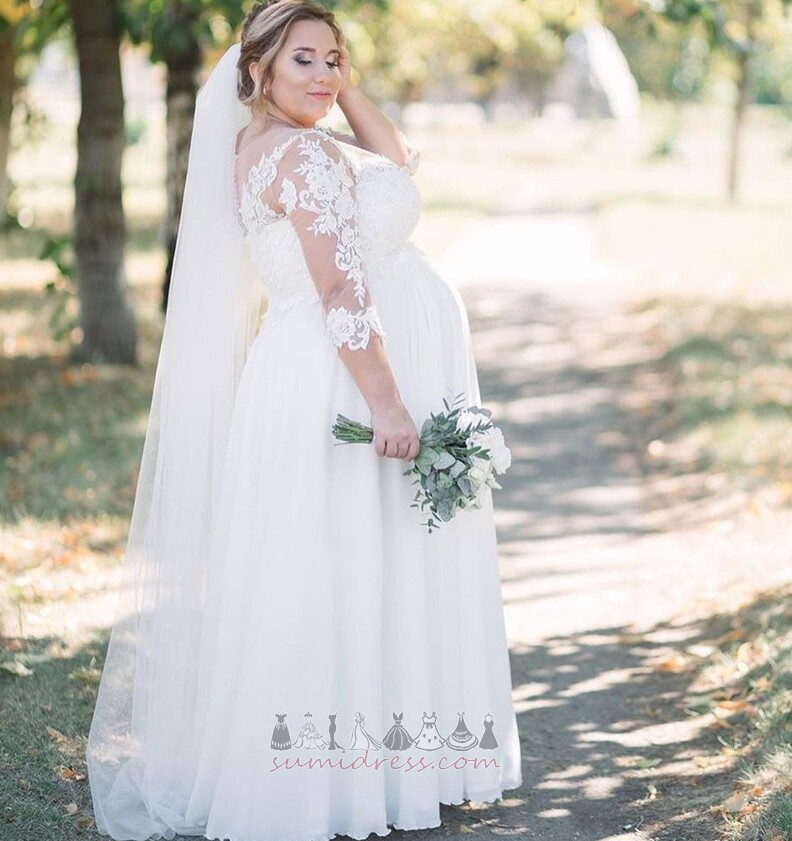 Chiffon Garden Scoop Empire Long Sleeves Floor Length Wedding Dress