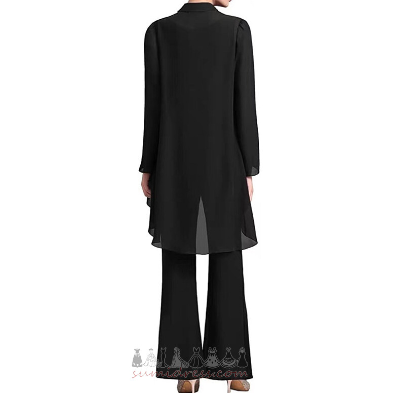 Chiffon Jewel Collar T-shirt ærmer Efterår Ankel længde Høj dækning Bukser jakkesæt kjole