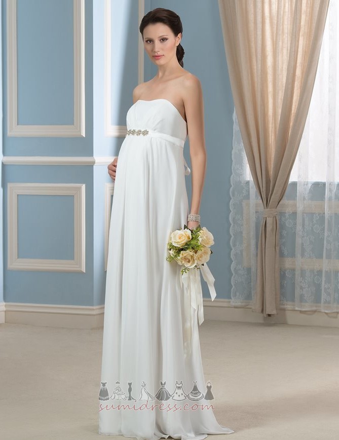 Chiffon Mid Back Accented Bow Simple Empire Beaded Belt Evening Dress