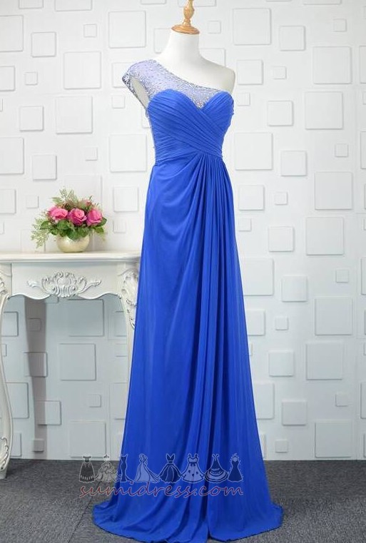 Chiffon Pear A-Line Romantic Hemline Long One Shoulder Evening Dress
