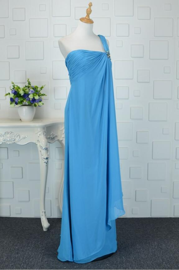 Chiffon Simple Floor Length Asymmetrical Ruched Zipper Up Bridesmaid Dress