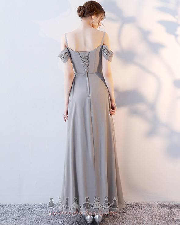 Chiffon Spaghetti Straps Natural Waist Sleeveless Lace-up A-Line Bridesmaid Dress