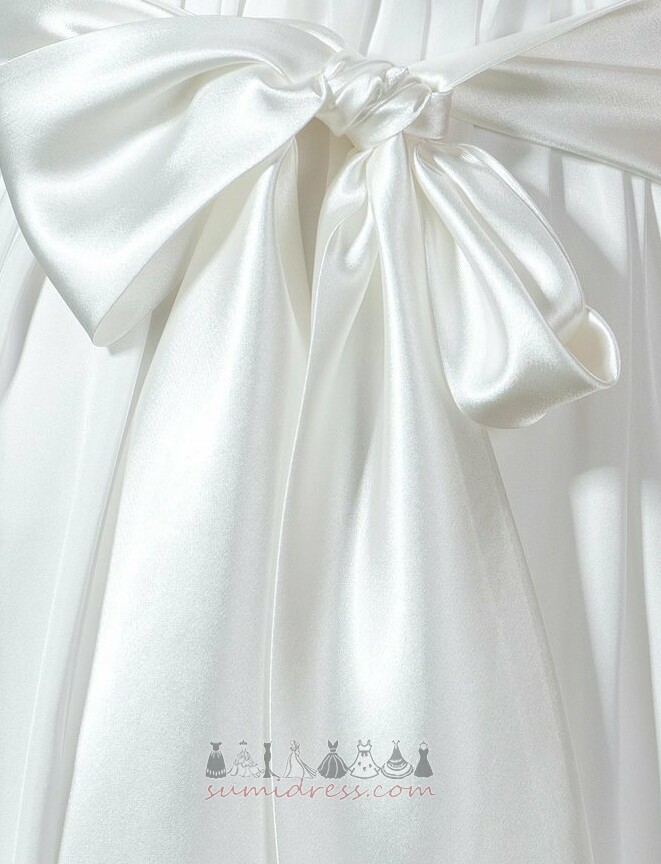 Chiffon Zipper Up Empire Knee Length Bow Pleated Bodice Wedding Dress