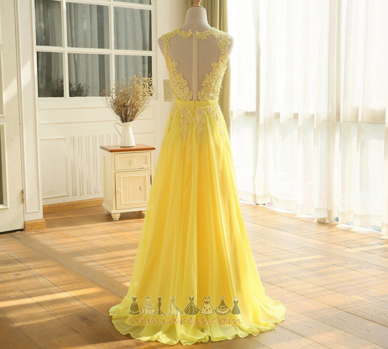 Chiffong Natural Midja Sommar A-linjeformat Elegant Se igenom Kvälls kjol