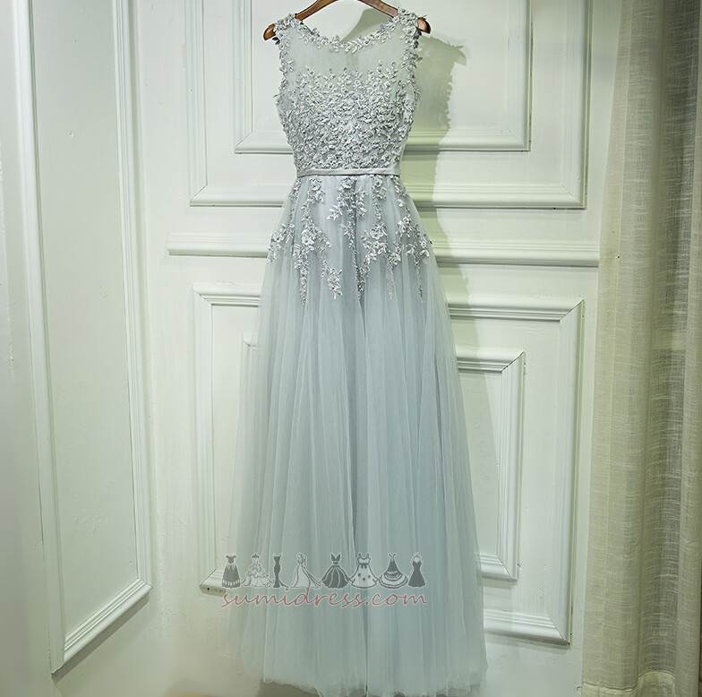 Chique Natuurlijk Feest Mouwloos Juweel A-Lijn Bruidsmeisje jurk