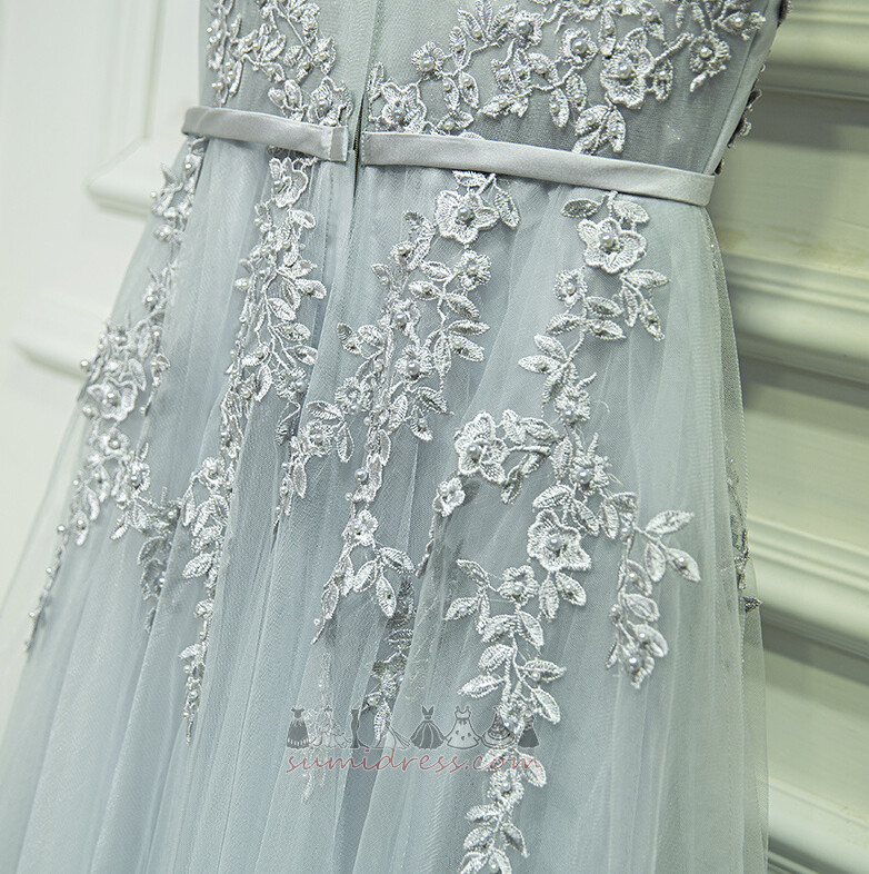 Chique Natuurlijk Feest Mouwloos Juweel A-Lijn Bruidsmeisje jurk