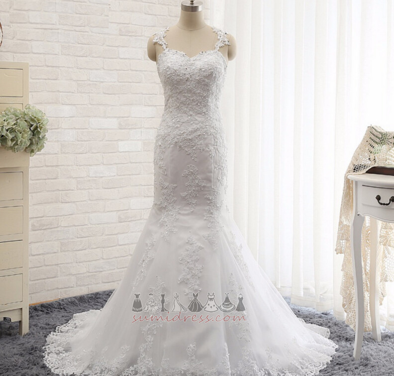 Church Romantic Long Sea-maid Sleeveless Spaghetti Straps Wedding gown
