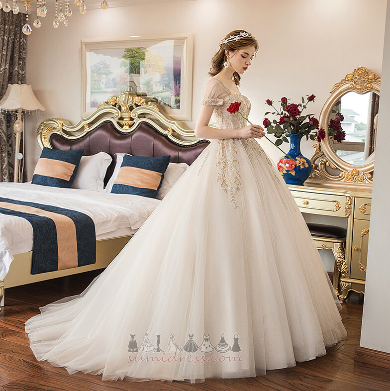 Church Spring Square Natural Waist Lace Overlay Draped Wedding gown
