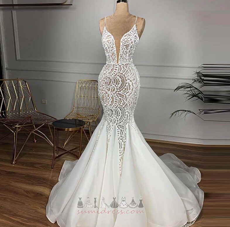 Čipka Prekrivanje Mršav Zatvarač Kapela vlak Dugo Organza Vjenčanica