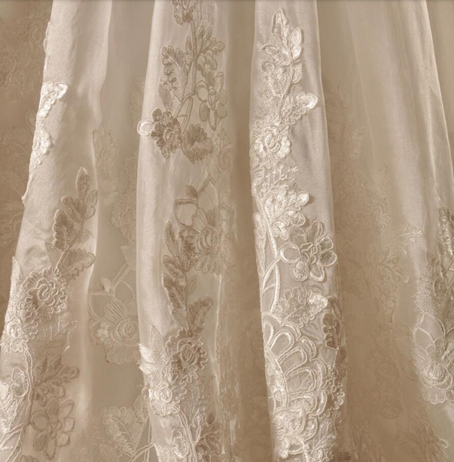 Čipke Srednje Koralda Princesa Brez rokavov Katedrala vlak Poročna obleka