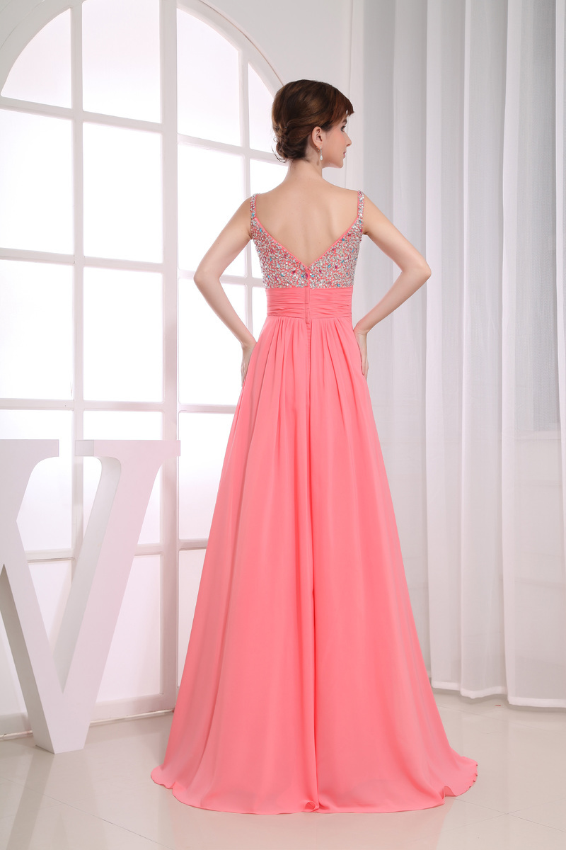 Crystal Empire Elegant Chiffon Backless Medium Evening gown