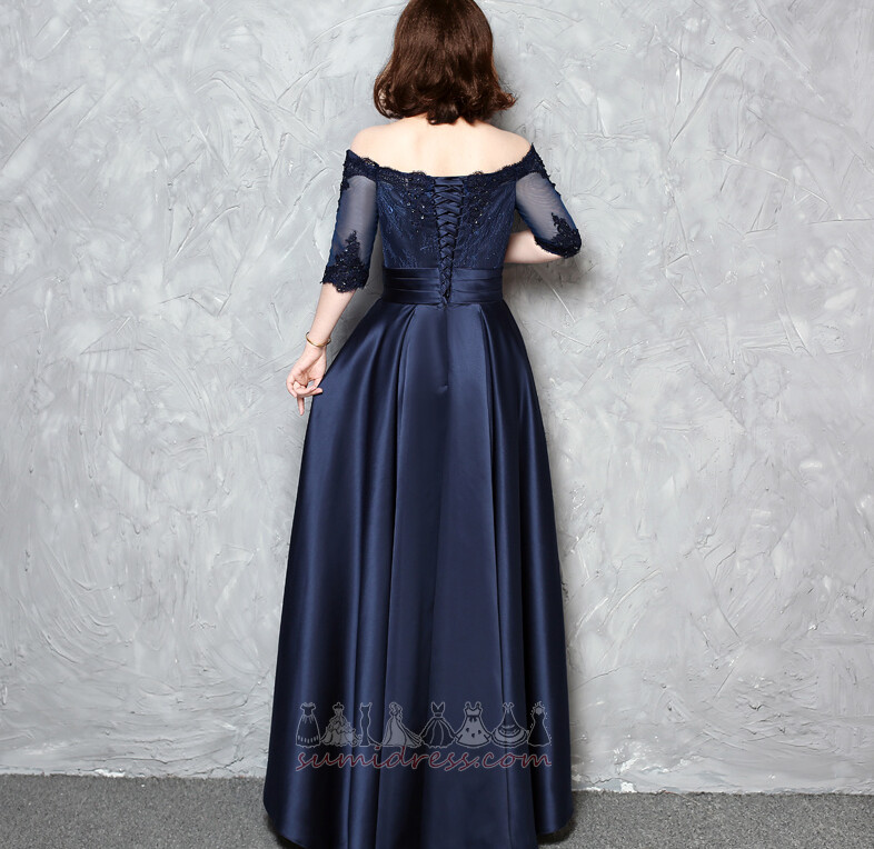Dantel kaplaması Bol dökümlü Kısa kollu Bir çizgi Dantel Bağcıklı Gece elbisesi